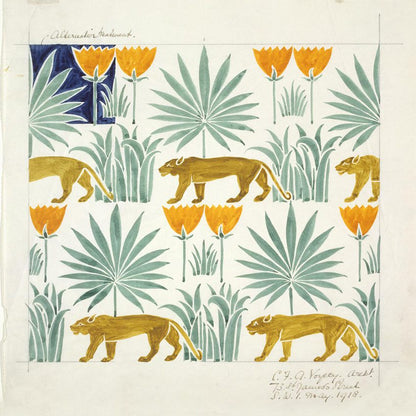 Lioness &amp; Palms (1918) Wallpaper C.F.A. Voysey