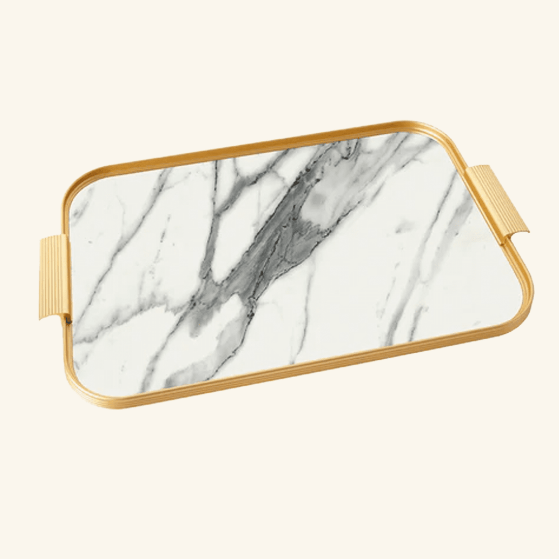 Tray – White Marble / Gold Kaymet