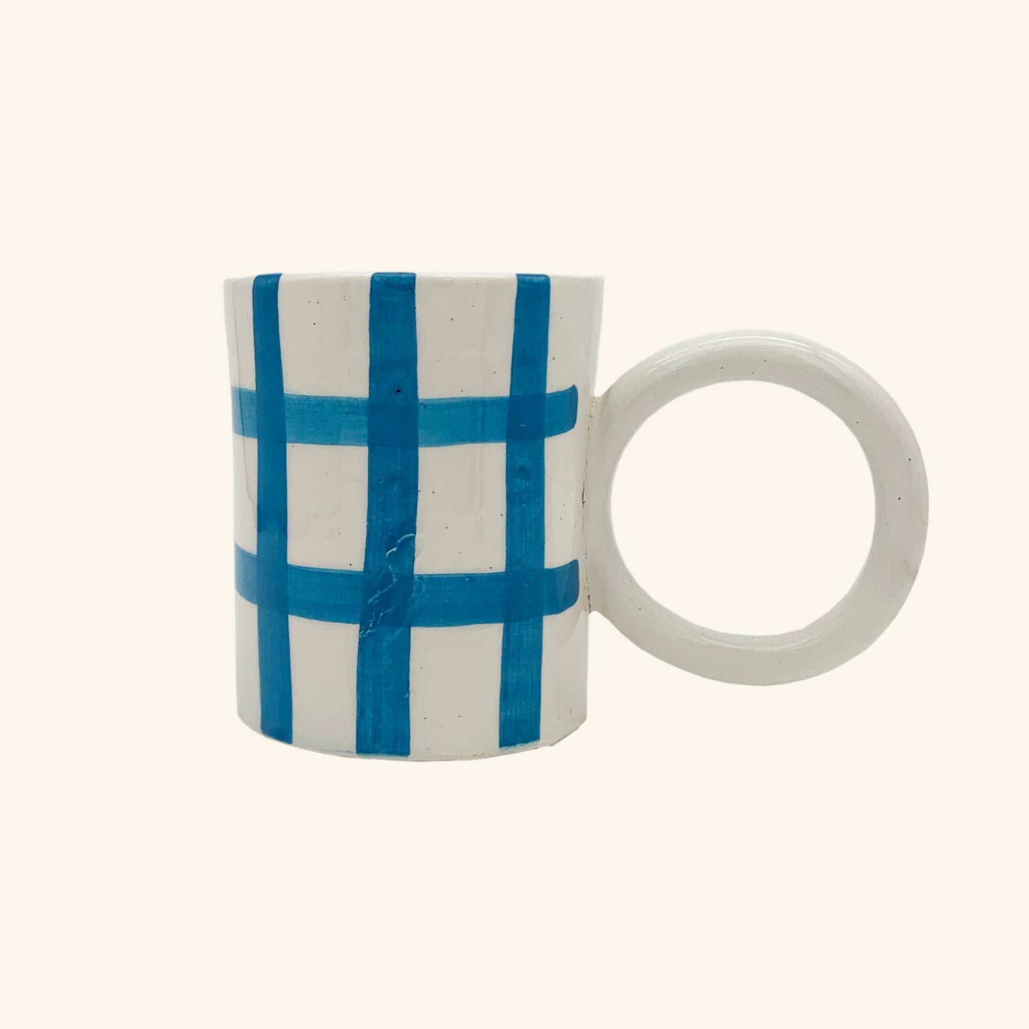 Gingham Mug with Circle Handle LAMP LDN