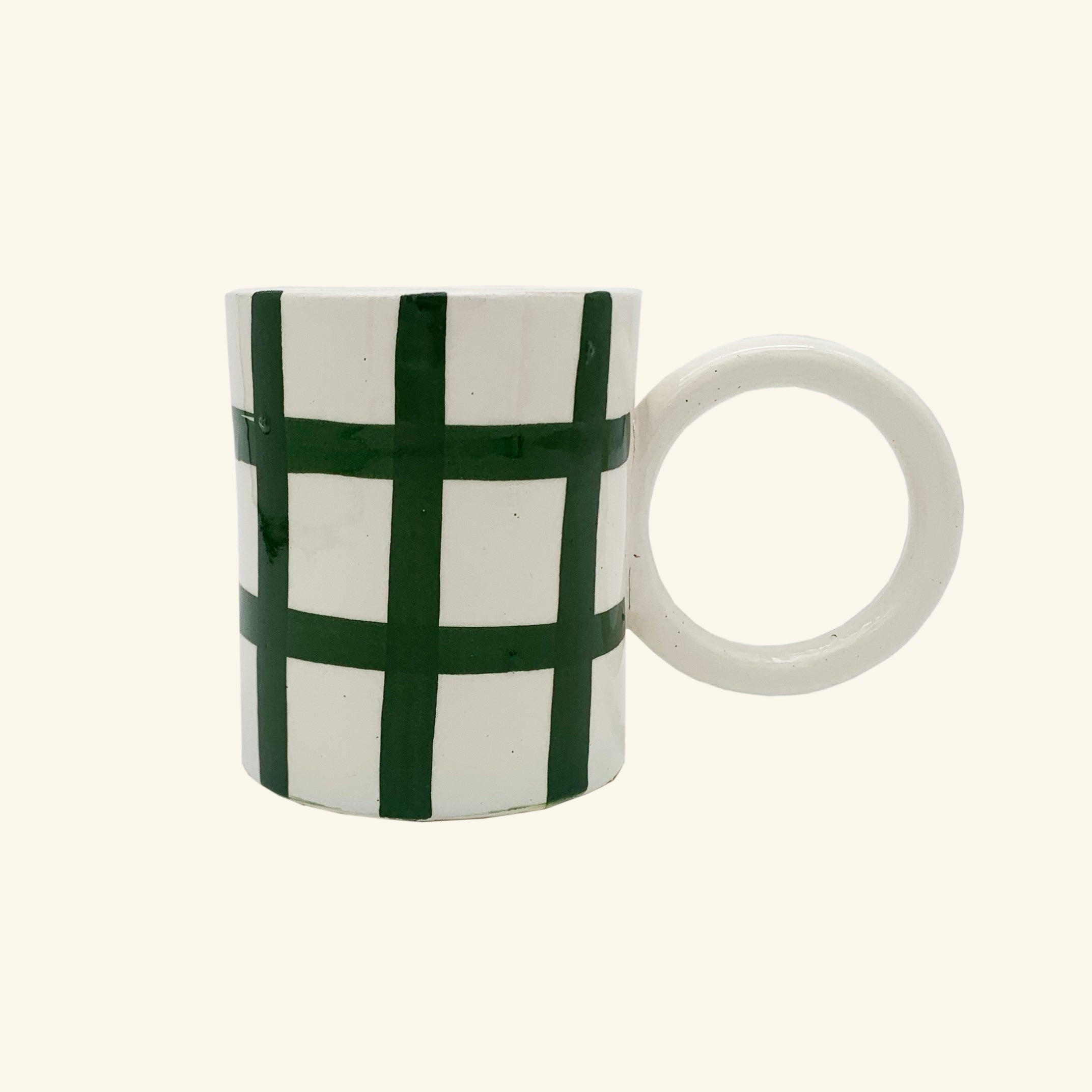 Gingham Mug with Circle Handle LAMP LDN