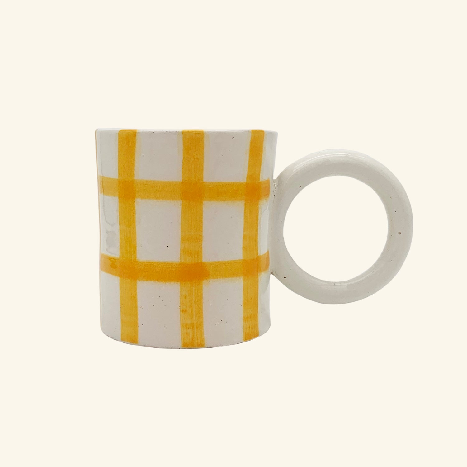 Gingham Mug with Circle Handle LAMP LDN