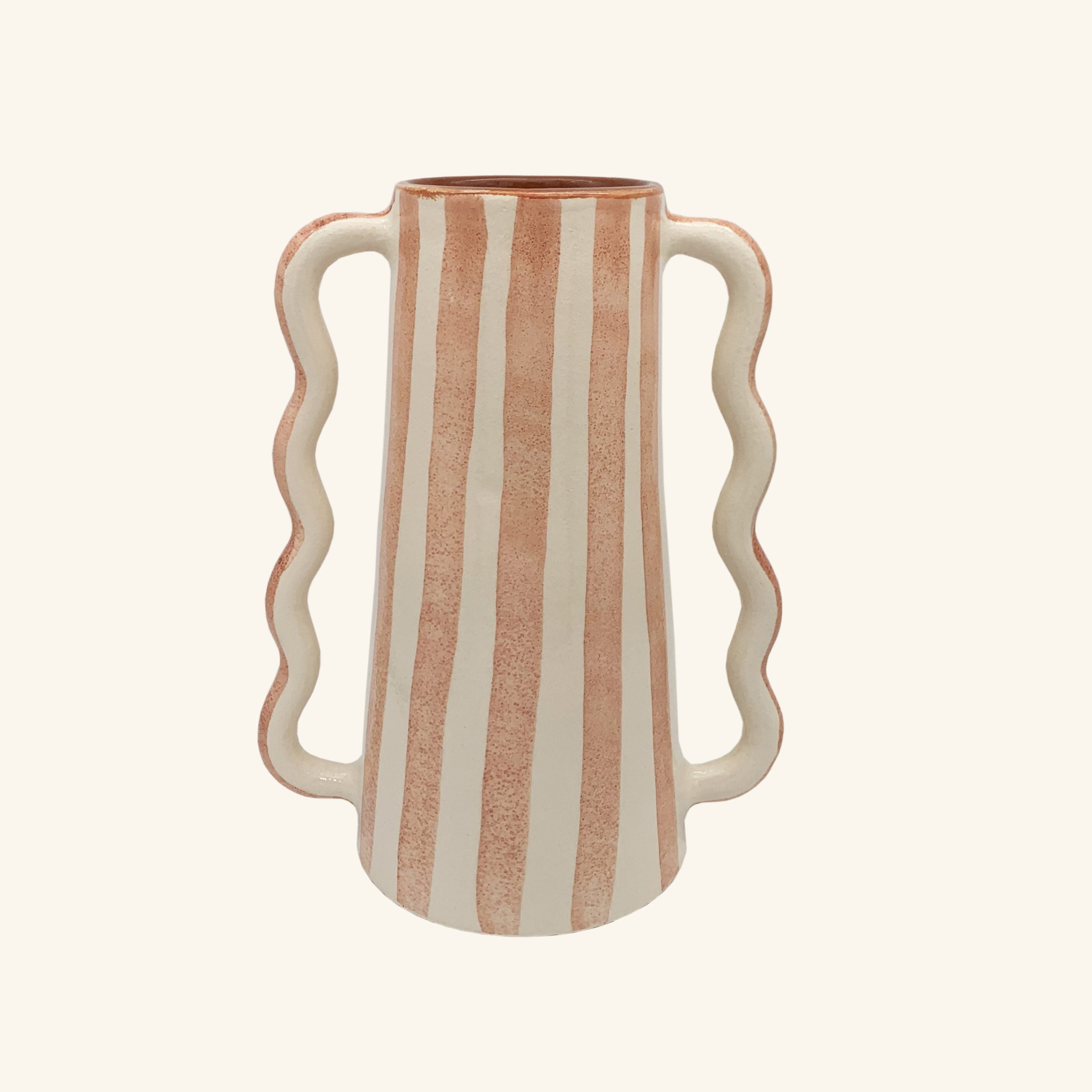 Striped Vase with Wavy Handles