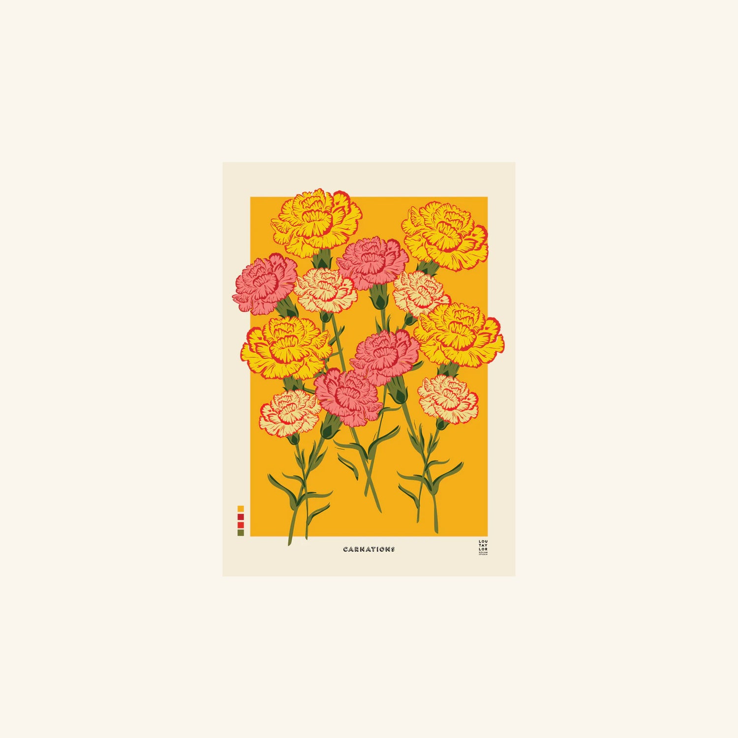 Carnations Print Lou Taylor Design Studio