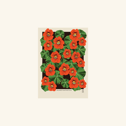 Orange Nasturtiums Print Lou Taylor Design Studio