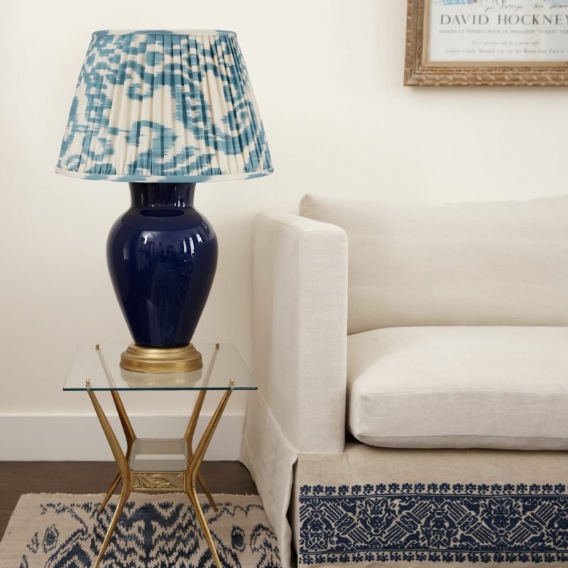 Ikat Lampshade – Light Blue &amp; Cream Rosanna Lonsdale