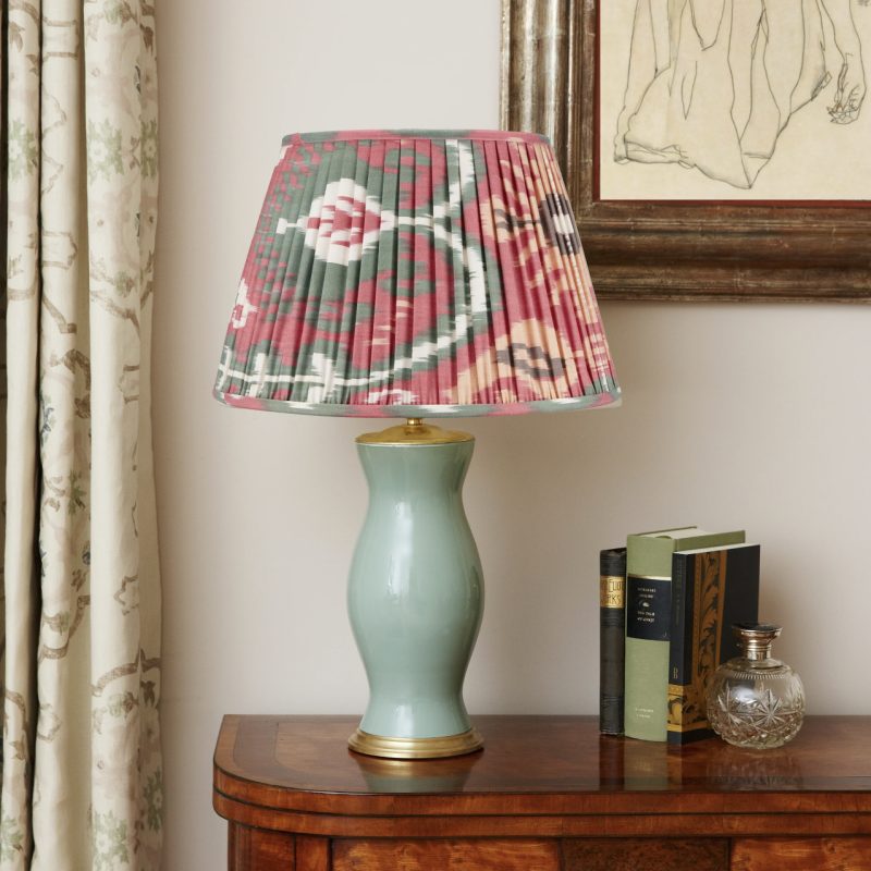 Ikat Lampshade – Raspberry &amp; Green 14″ Rosanna Lonsdale