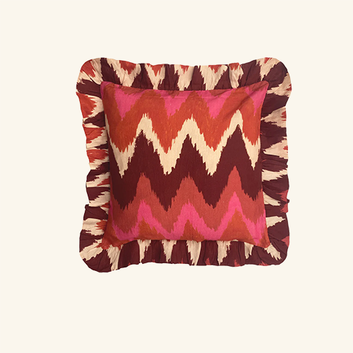 Ikat Ruffle Cushion Amuse la Bouche