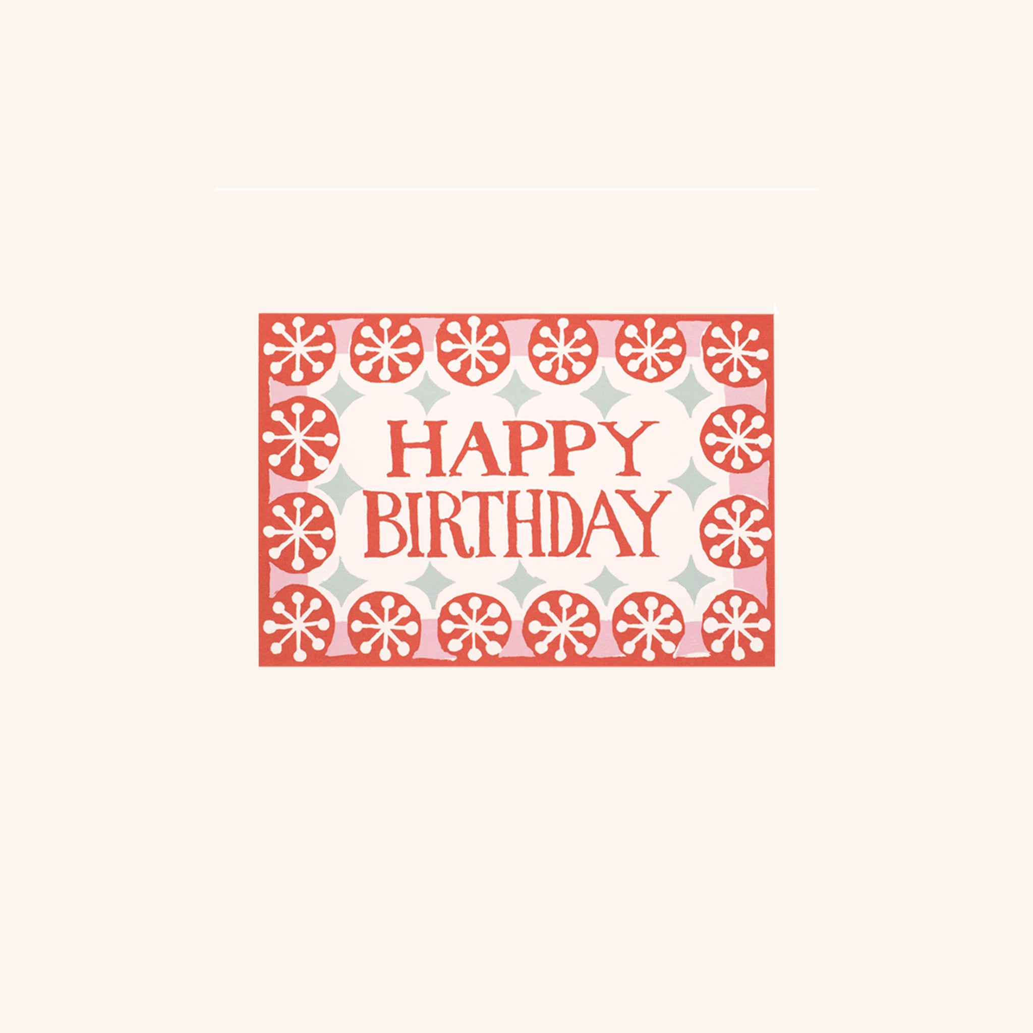 Happy Birthday Coral Pink and Pale Turquoise Card  Cambridge