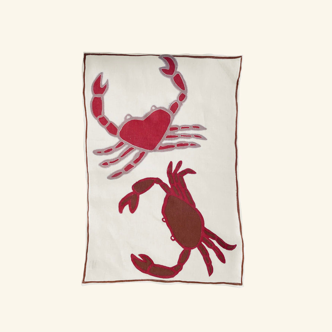 Crab Embroidered Tea Towel Amuse la Bouche