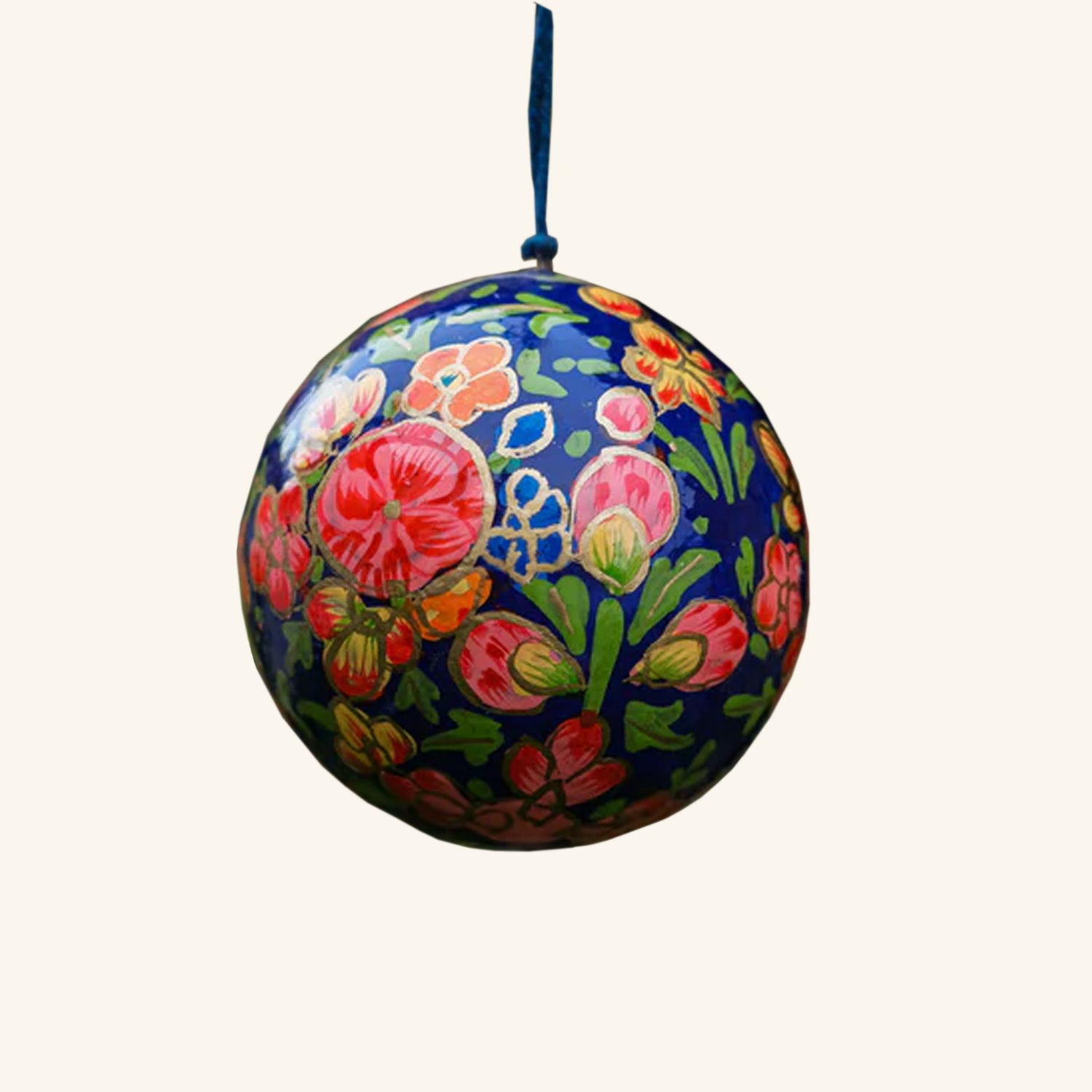 Deep Blue Florals Bauble