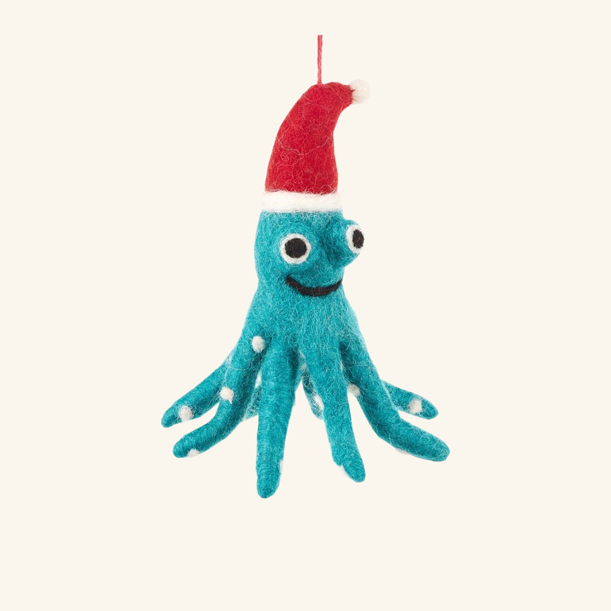 Handmade Felt Biodegradable Christmas Octopus Tree Hanging Decoration