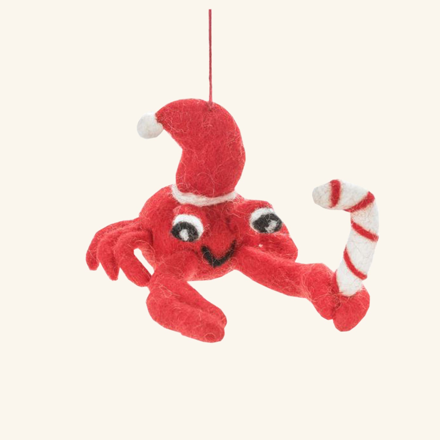 Handmade Felt Christmas Crab Hanging Decoration