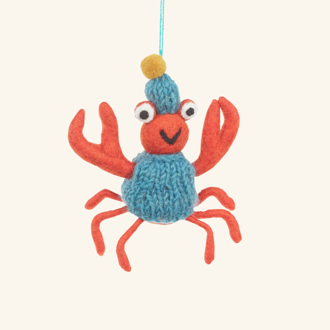 Handmade Felt Sammy Snowcrab Hanging Christmas Crab Decoration