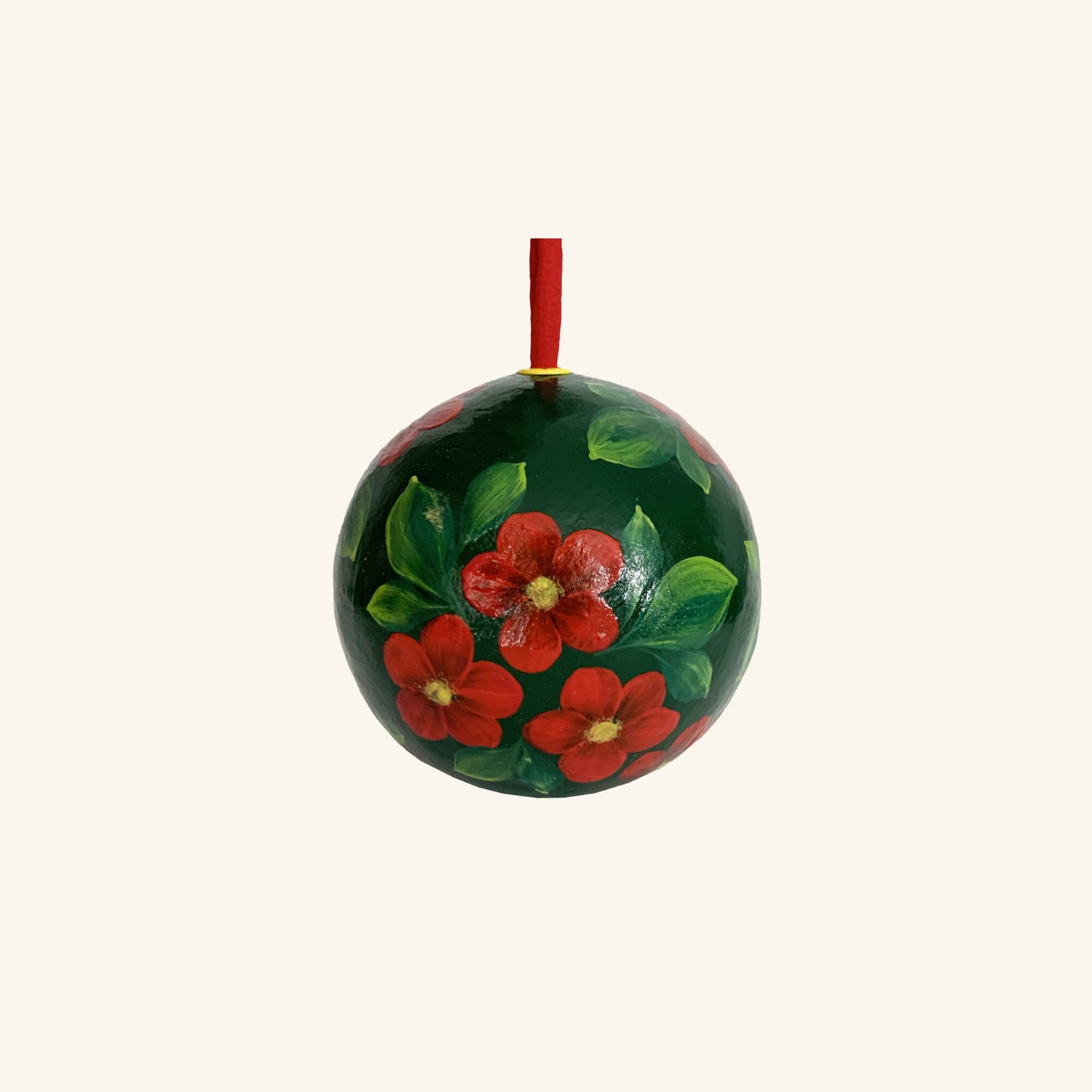 Red Flower Hand Painted Bauble