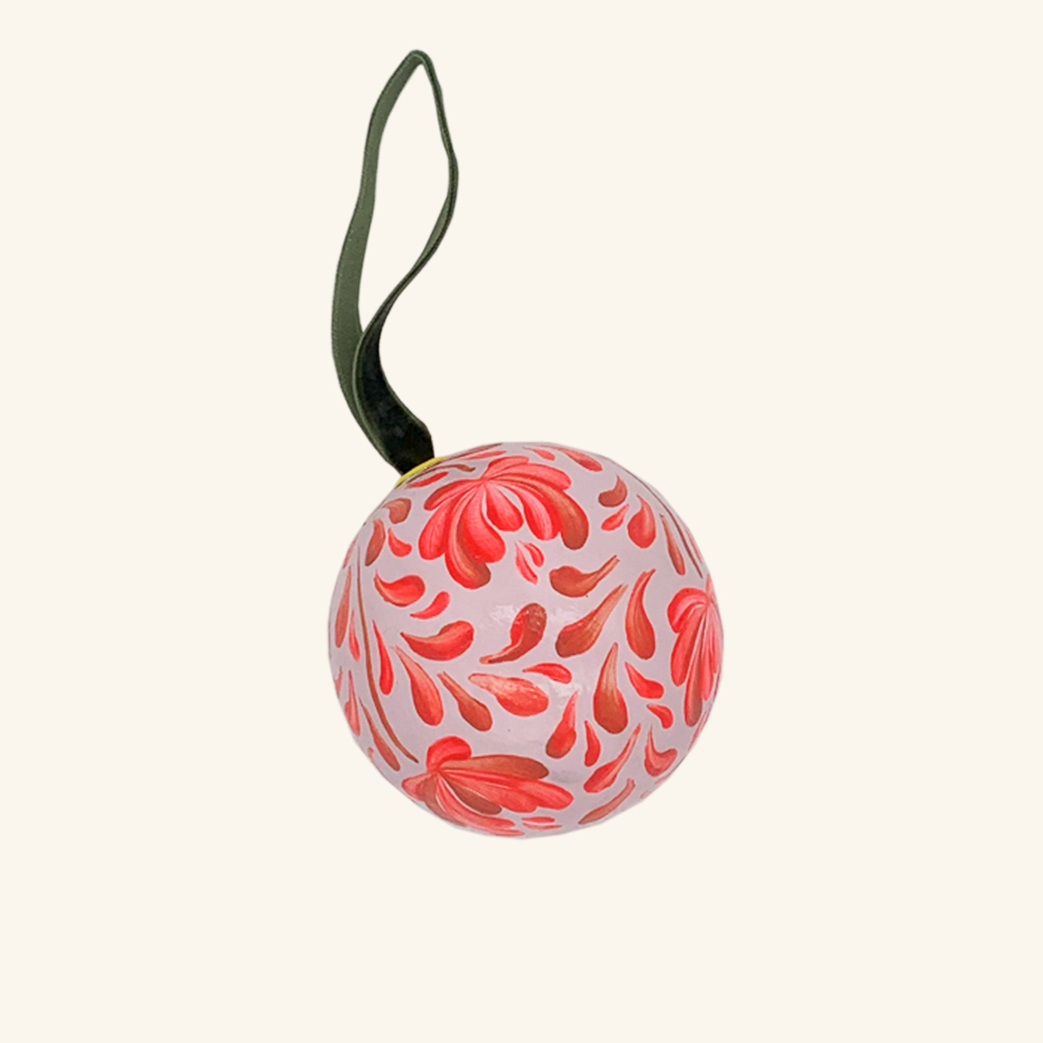 Hand Painted Bauble: Red On Lilac