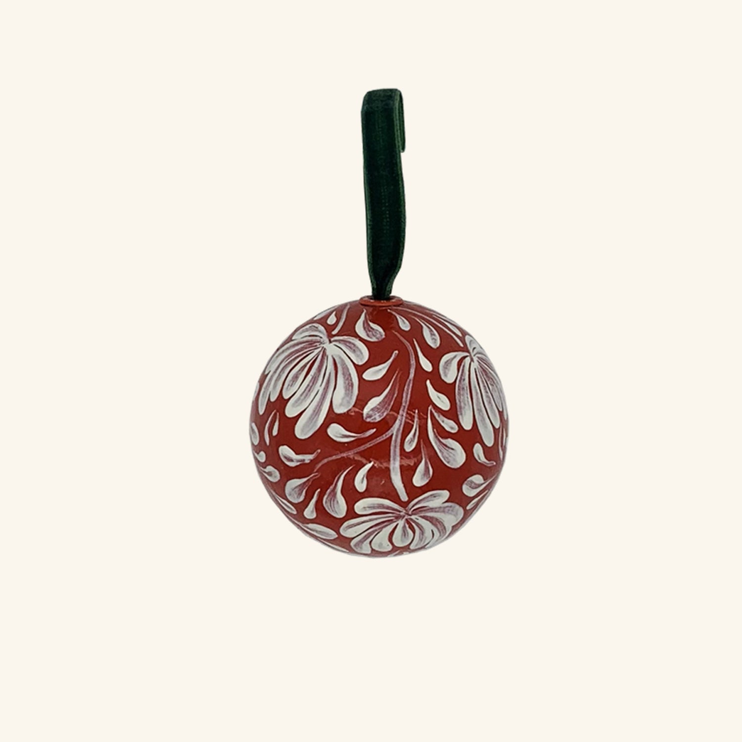 Hand Painted Bauble: White On Berry