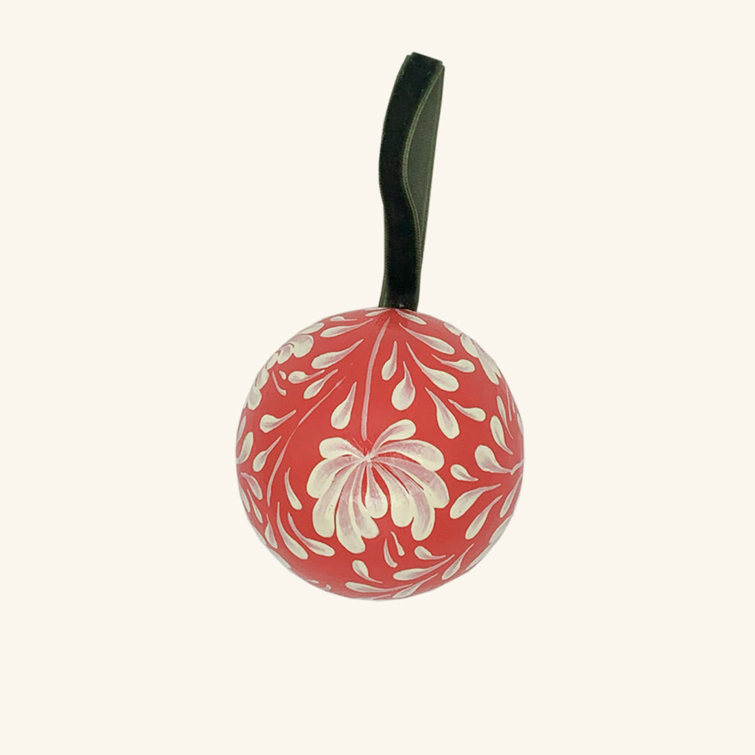 Hand Painted Bauble: White On Pink