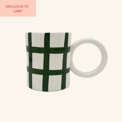 Gingham Mug with Circle Handle LAMP LDN