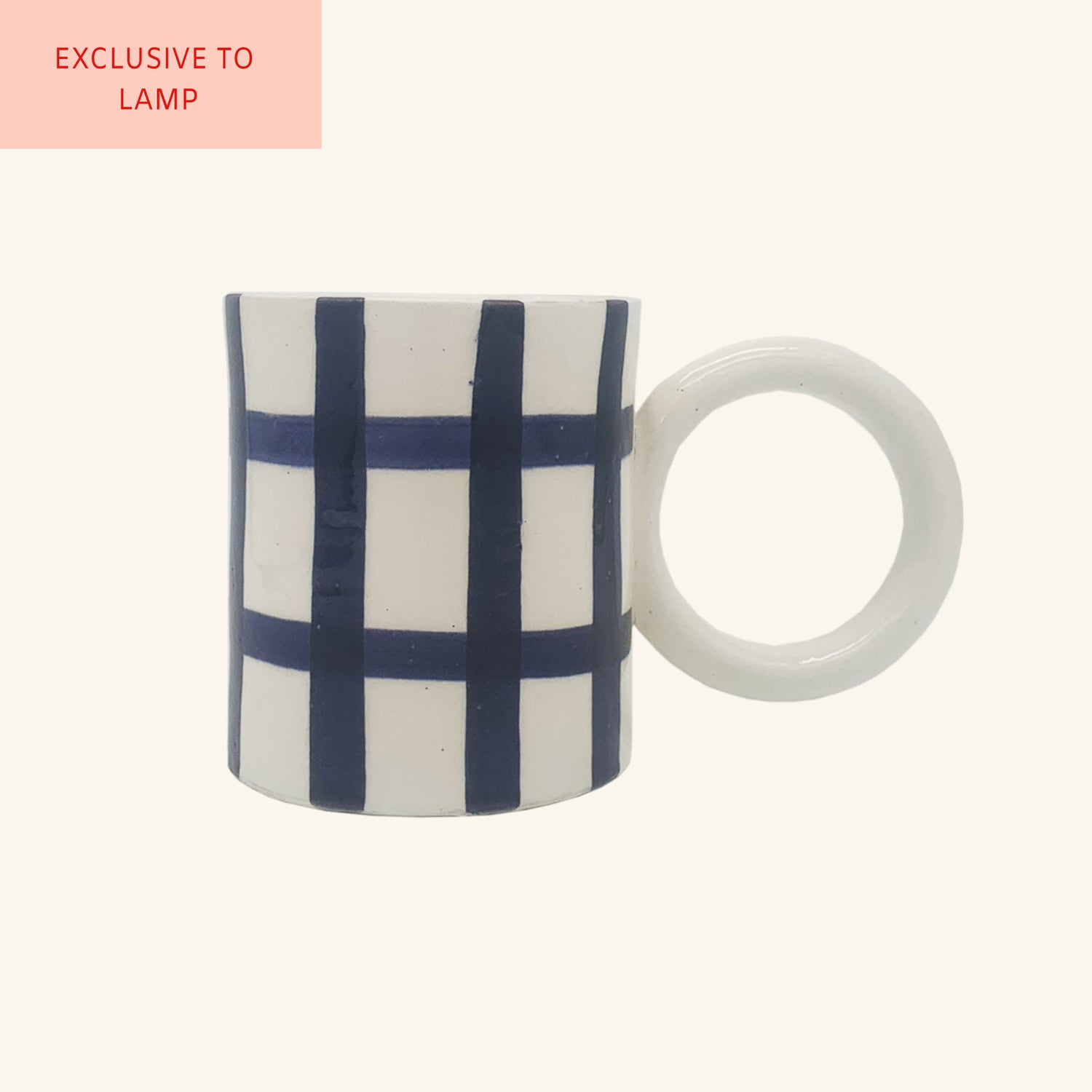 Gingham Mug with Circle Handle LAMP LDN