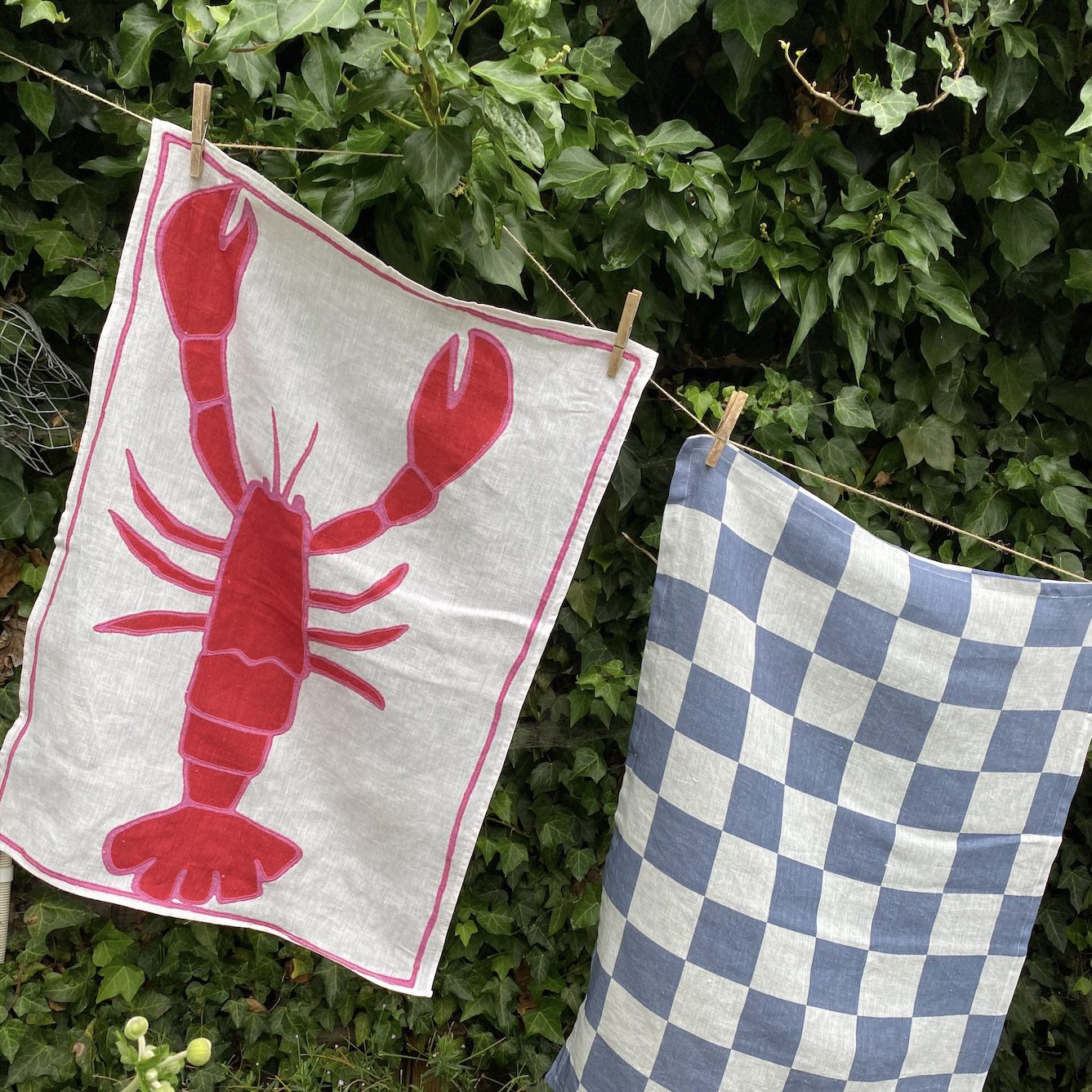 Lobster Embroidered Tea Towel Amuse la Bouche