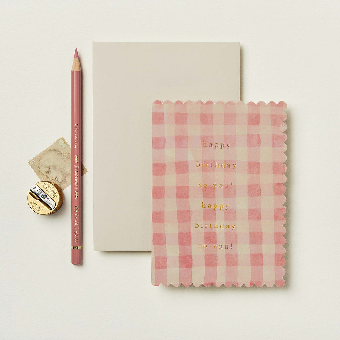 Pink Gingham Birthday Card Wanderlust Paper Co.