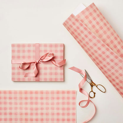 Pink Gingham Wrapping Paper Wanderlust Paper Co.