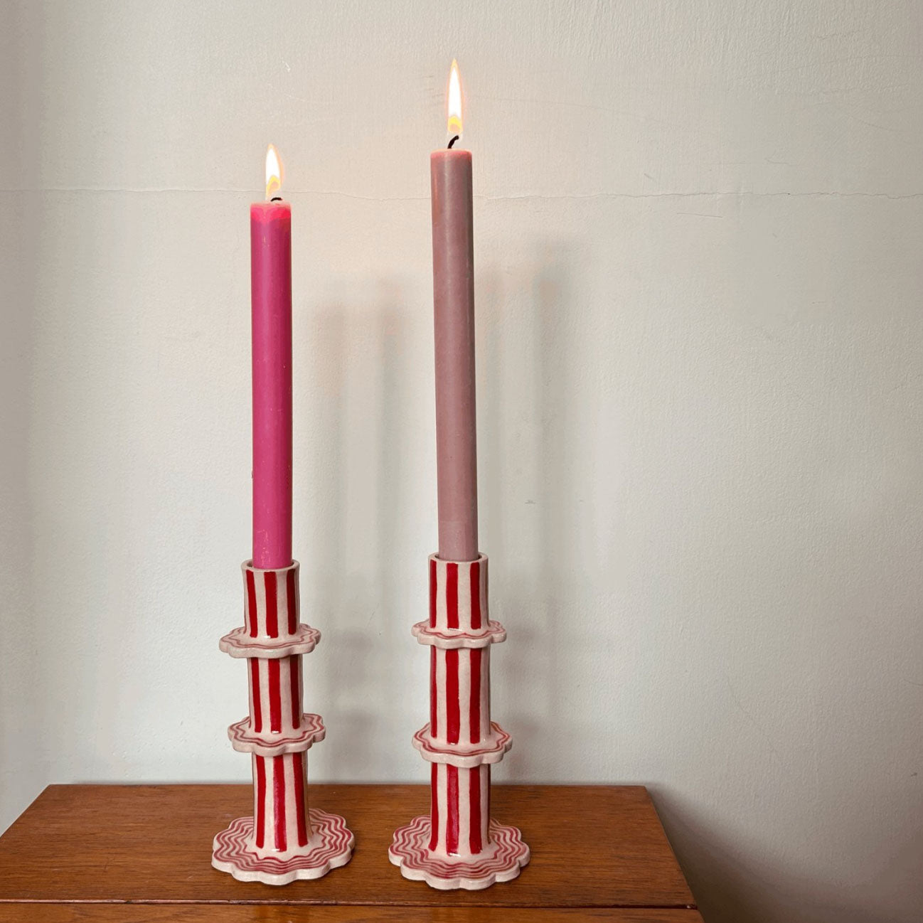 Pink Blush and Red Candlestick